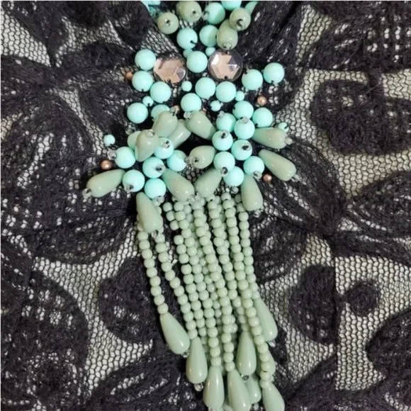 Nanette Lepore Lace Turquoise Beading Sheath Dress - Picture 3 of 9